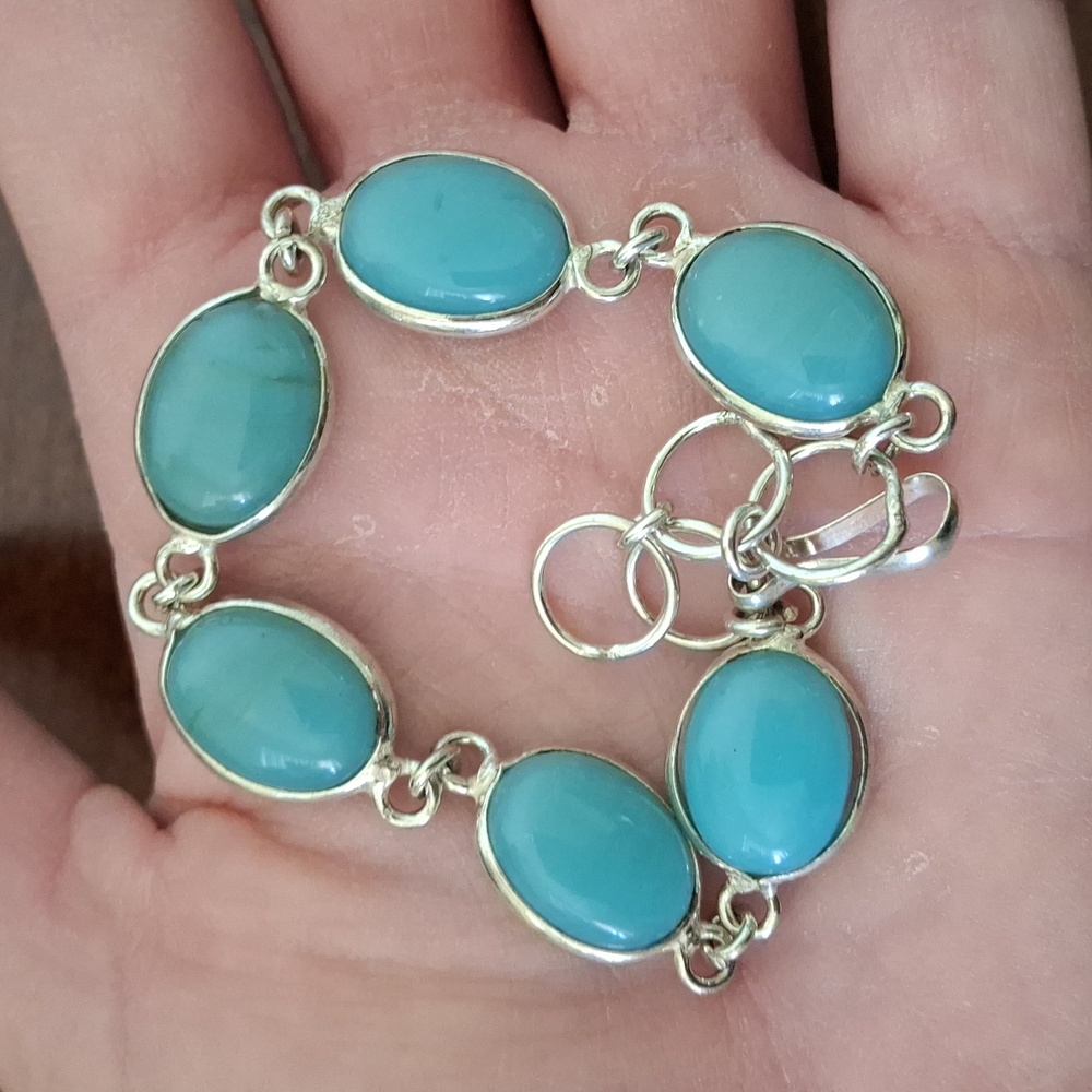 New Blue Chalcedony Silver Bracelet.
